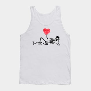 Red Heart Valentines Day Skeleton Gothic Boyfriend Him Gift Tank Top